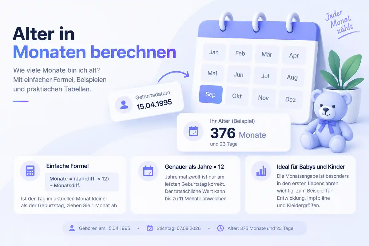Zwölf Monatsfelder mit markierter Zählung