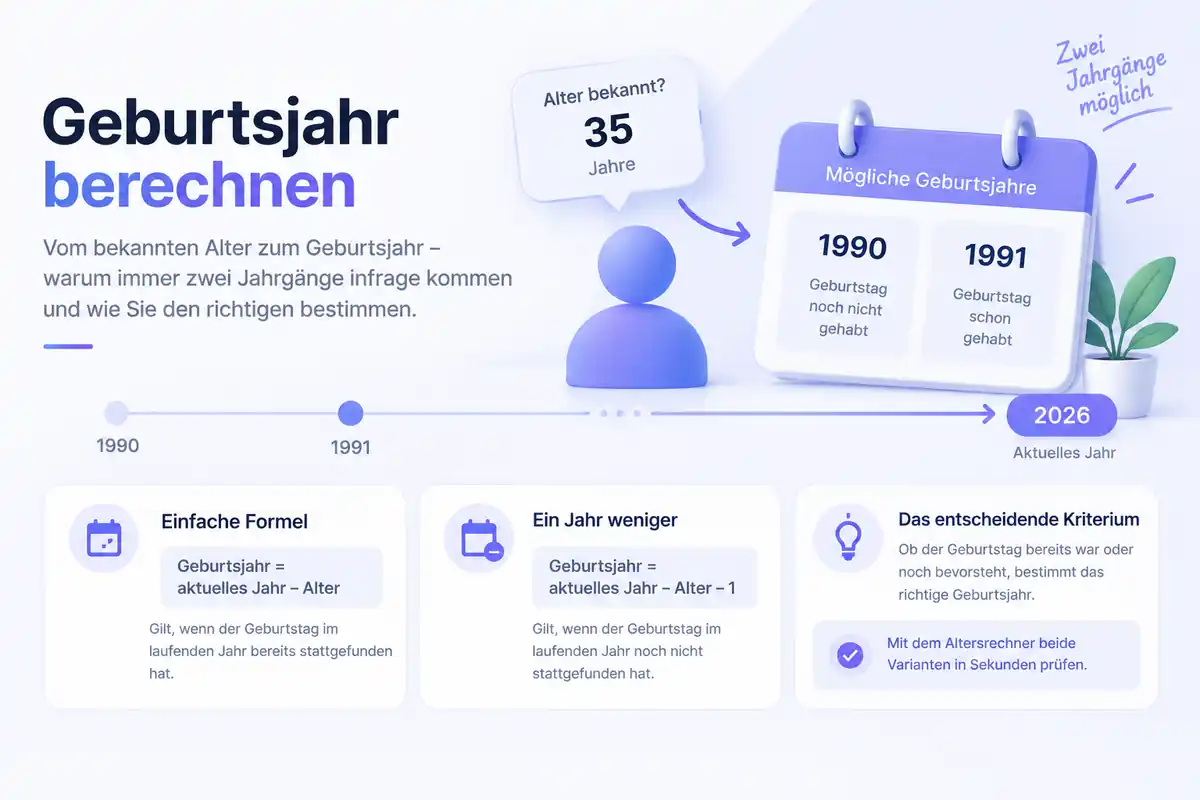 Jahreszahlen auf einer Zeitachse mit markiertem Jahrgang